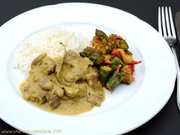 Lamm in Currysauce mit Spargel Subzi