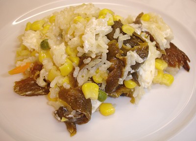 Rice with corn-stuffed chiles