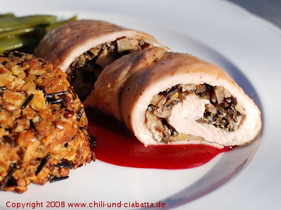 Putenroulade mit Cranberrysauce