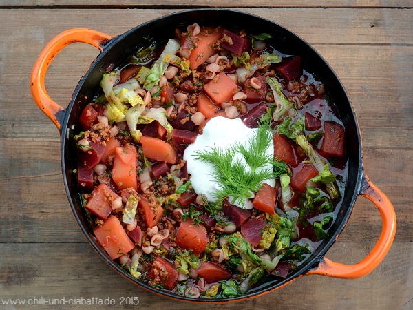 Rote-Bete-Eintopf mit Hackfleisch und Dill