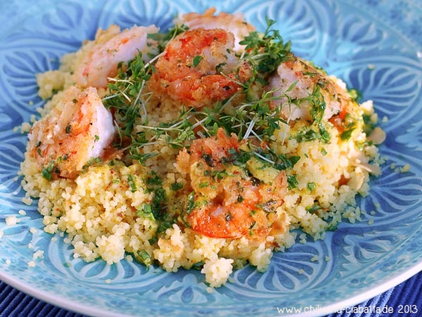 knusprige Shrimp auf Couscous