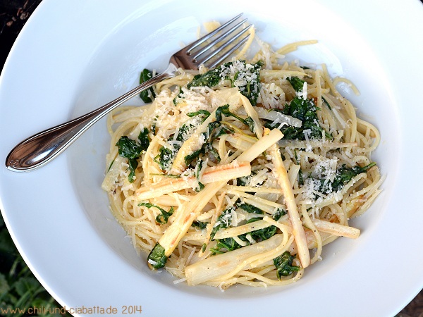 Spaghetti mit Rucola und Spargel